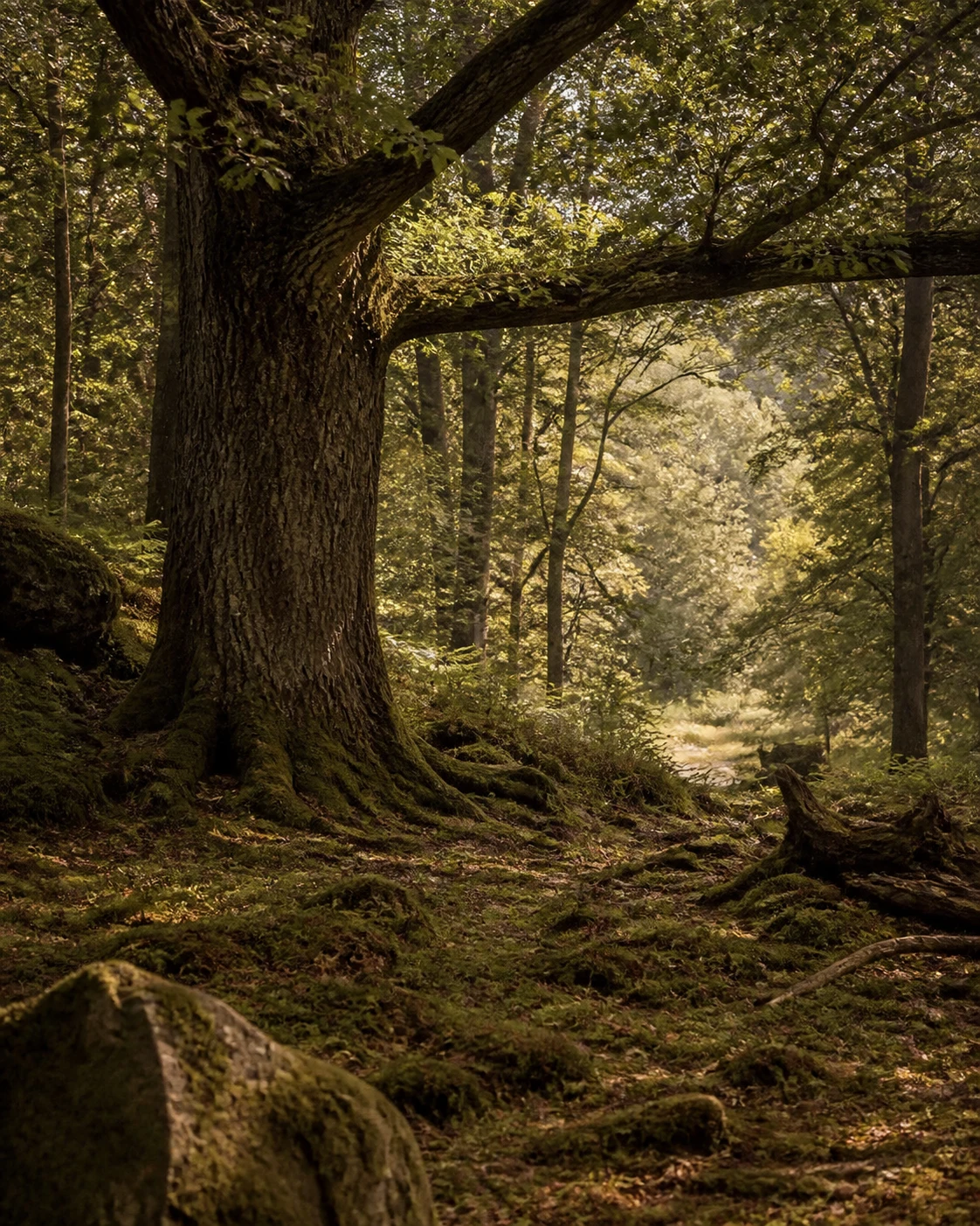 Light passing through an oak woodland